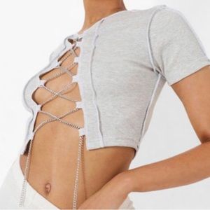 🆕 Boohoo Chain Lace Up Crop Top